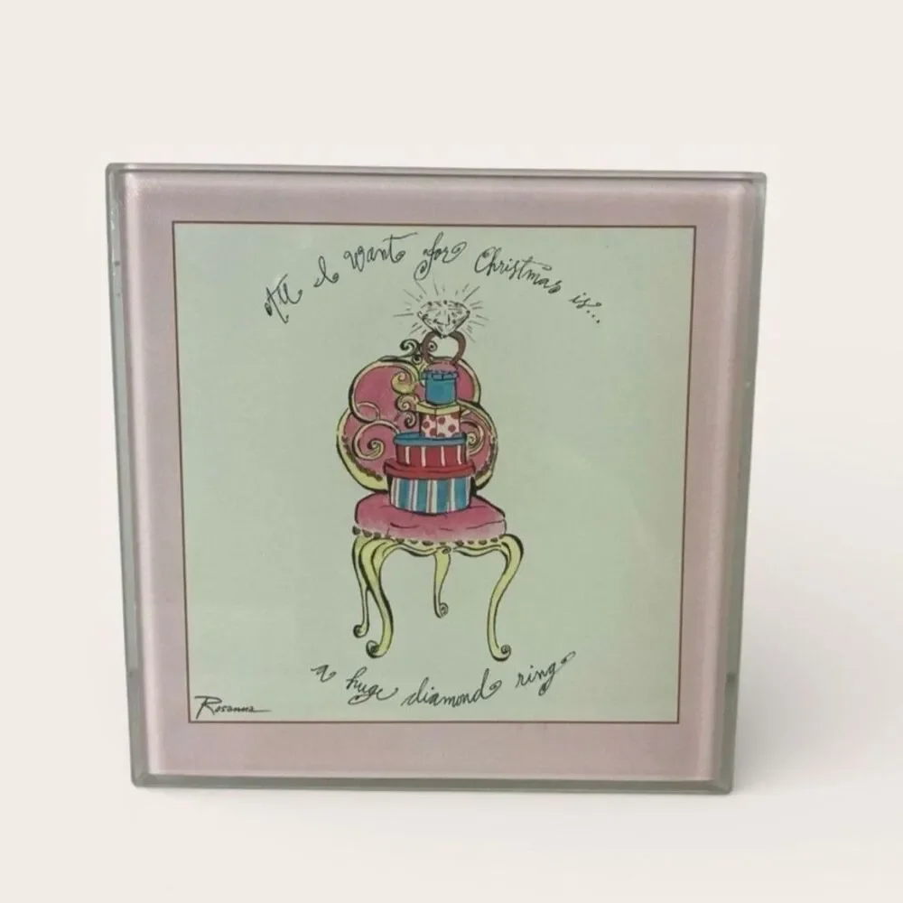 Rosanna Glass Coasters Set of 2 All I Want for Christmas Diamonds Shoes Square